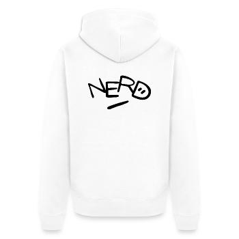 NERD - Unisex Premium Bio Zip Hoodie - Weiß - Hinten - Thijin (182cm)