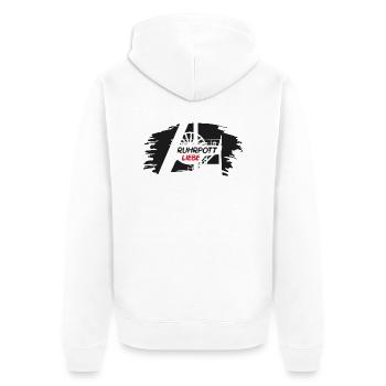 Ruhrpottliebe schlägt in meiner Brust - Unisex Premium Bio Zip Hoodie - Weiß - Hinten - Thijin (182cm)