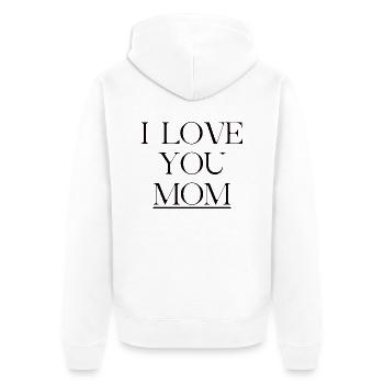 MUTTERTAG3 - Unisex Premium Bio Zip Hoodie - Weiß - Hinten - Thijin (182cm)