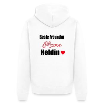 Mama, beste Freundin, Heldin - Unisex Premium Bio Zip Hoodie - Weiß - Hinten - Thijin (182cm)