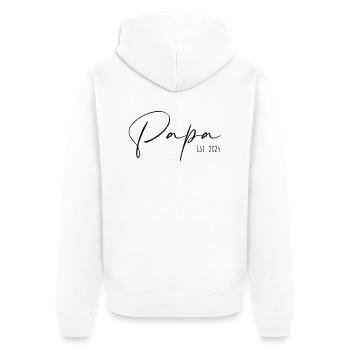 Papa Established 2024 - Unisex Premium Bio Zip Hoodie - Weiß - Hinten - Thijin (182cm)
