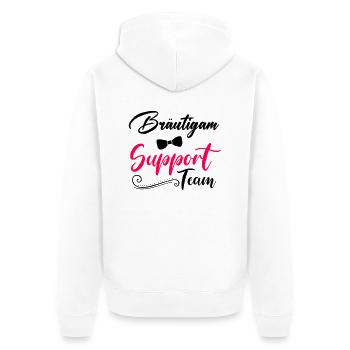 bräutigam support team - Unisex Premium Bio Zip Hoodie - Weiß - Hinten - Thijin (182cm)