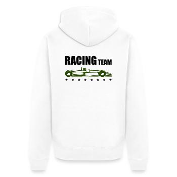 racing team - Unisex Premium Bio Zip Hoodie - Weiß - Hinten - Thijin (182cm)