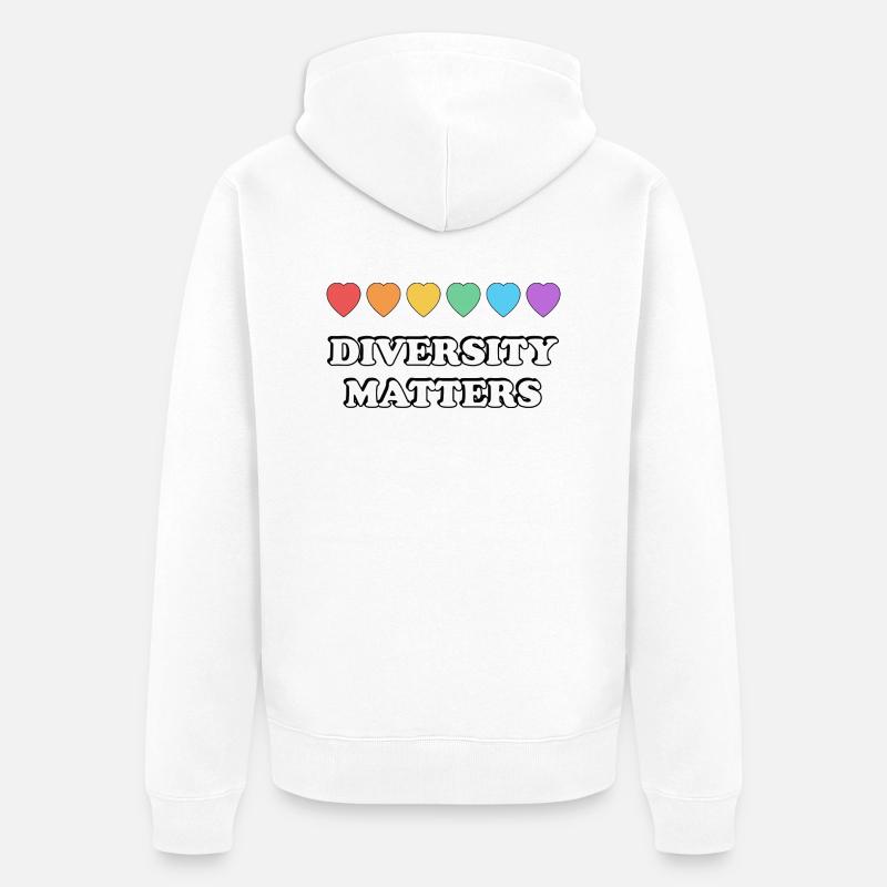 La diversité compte Rainbow Hearts - Veste à capuche bio Premium Unisexe - blanc