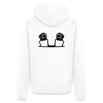 Les poings de lama soulèvent le trou de sol de la rébellion des singes - Veste à capuche bio Premium Unisexe - blanc - Dos - Thijin (182cm)