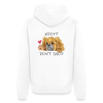 Spähender winkender trauriger Pekinesenhund - Unisex Premium Bio Zip Hoodie - Weiß - Hinten - Thijin (182cm)