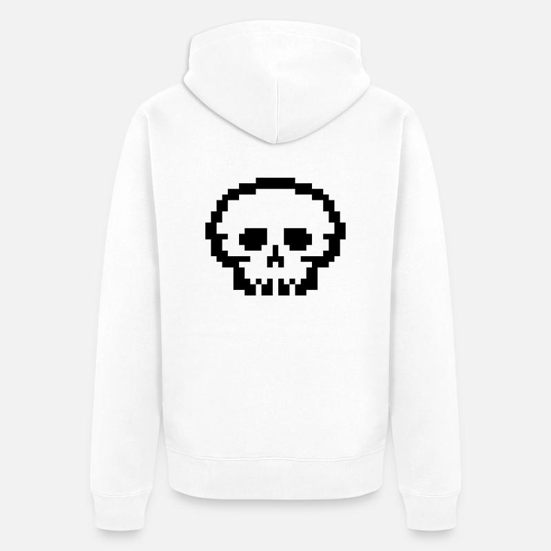 Crâne de pixel - Veste à capuche bio Premium Unisexe - blanc