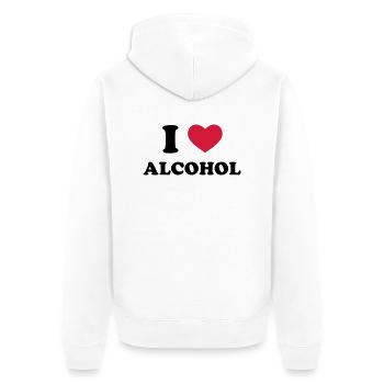 I Love Alcohol - Unisex Premium Bio Zip Hoodie - Weiß - Hinten - Thijin (182cm)