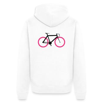 Rennrad - Fixie Bike - Unisex Premium Bio Zip Hoodie - Weiß - Hinten - Thijin (182cm)