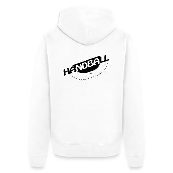 Handball Spielfeld - Unisex Premium Bio Zip Hoodie - Weiß - Hinten - Thijin (182cm)