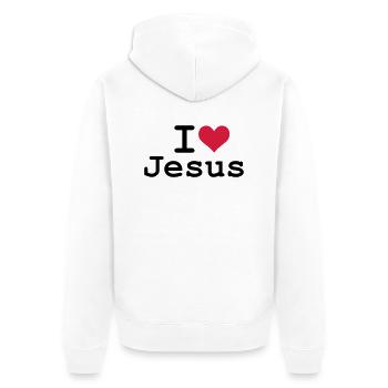 I Love Jesus - Unisex Premium Bio Zip Hoodie - Weiß - Hinten - Thijin (182cm)