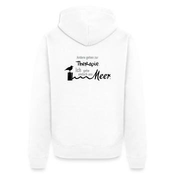 Therapie am Meer - Unisex Premium Bio Zip Hoodie - Weiß - Hinten - Thijin (182cm)