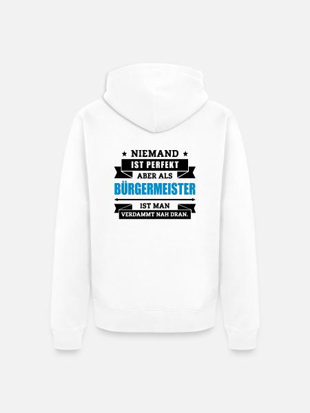 Funshirt Bürgermeister - Unisex Premium Bio Zip Hoodie - Weiß