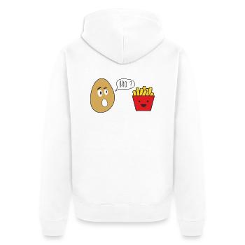 bro french fries - funny, joke brother - Unisex Premium Organic Zip Hoodie - white - Back - Thijin (182cm)
