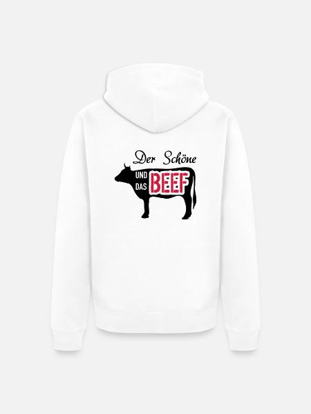 Der Schöne und das Beef - Unisex Premium Bio Zip Hoodie - Weiß