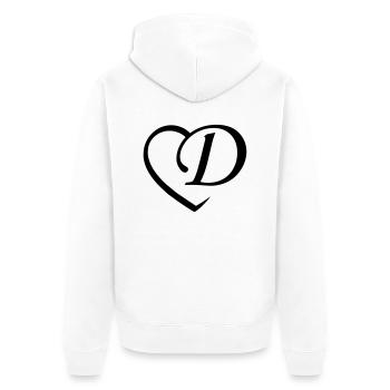 Liebe Buchstabe D - Unisex Premium Bio Zip Hoodie - Weiß - Hinten - Thijin (182cm)