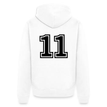 number_elf - Unisex Premium Bio Zip Hoodie - Weiß - Hinten - Thijin (182cm)