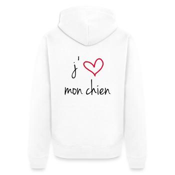 i love my dog - Unisex Premium Bio Zip Hoodie - Weiß - Hinten - Thijin (182cm)