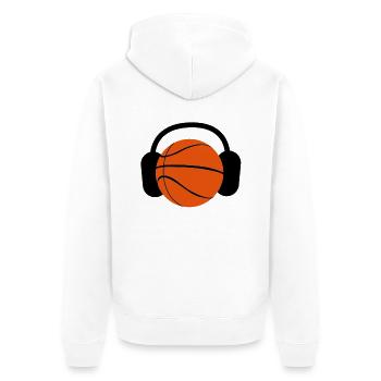 BASKETBALL mit Kopfhörern Musik zu hören - Unisex Premium Bio Zip Hoodie - Weiß - Hinten - Thijin (182cm)