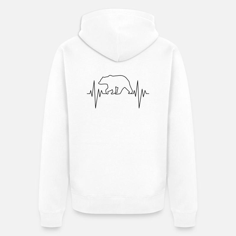 Bear Pulse - Unisex Premium Bio Zip Hoodie - Weiß