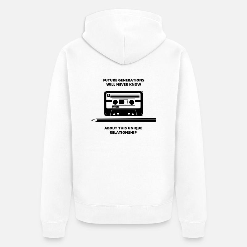Audio Tape Stift Pencil Relationship - Veste à capuche bio Premium Unisexe - blanc