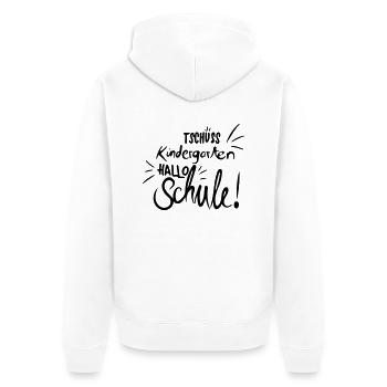 Tschüss kindergarten - Unisex Premium Bio Zip Hoodie - Weiß - Hinten - Thijin (182cm)