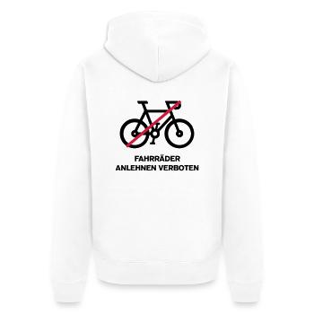 Fahrräder anlehnen verboten - Unisex Premium Bio Zip Hoodie - Weiß - Hinten - Thijin (182cm)