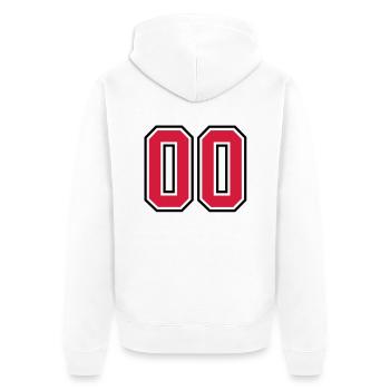 00 sports jersey football number - Unisex Premium Bio Zip Hoodie - Weiß - Hinten - Thijin (182cm)