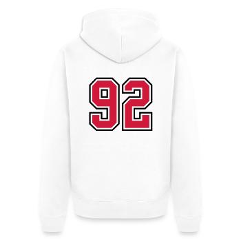 92 sports jersey football number - Unisex Premium Bio Zip Hoodie - Weiß - Hinten - Thijin (182cm)