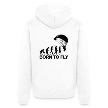 Evolution Fallschirmspringen - Unisex Premium Bio Zip Hoodie - Weiß - Hinten - Thijin (182cm)