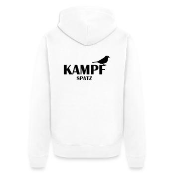 Kampf Spatz (md) - Unisex Premium Bio Zip Hoodie - Weiß - Hinten - Thijin (182cm)