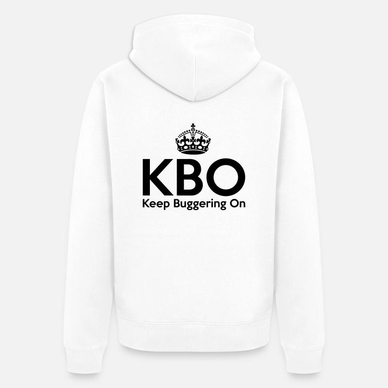 KBO - Keep Buggering on - Veste à capuche bio Premium Unisexe - blanc