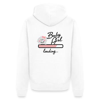 Baby Girl loading... - Unisex Premium Bio Zip Hoodie - Weiß - Hinten - Thijin (182cm)
