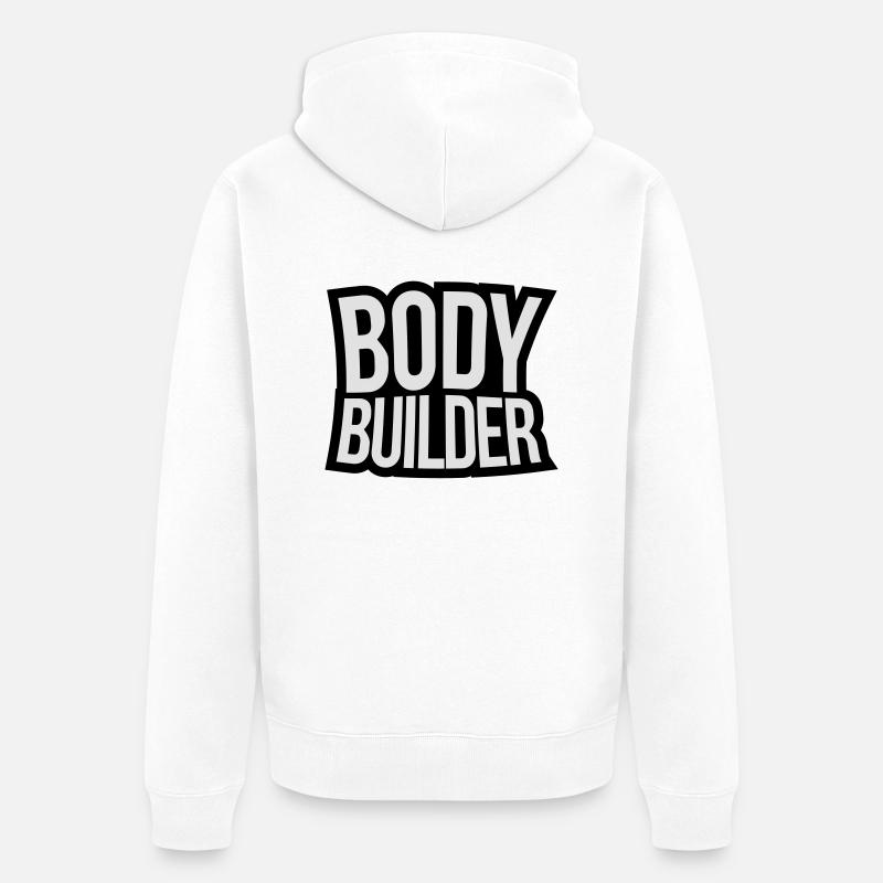 Bodybuilder text - Veste à capuche bio Premium Unisexe - blanc