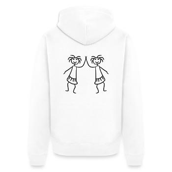 2 girls women team friends handshake - Unisex Premium Organic Zip Hoodie - white - Back - Thijin (182cm)