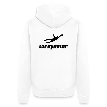 Torminator 2 (Vektor) - Unisex Premium Bio Zip Hoodie - Weiß - Hinten - Thijin (182cm)