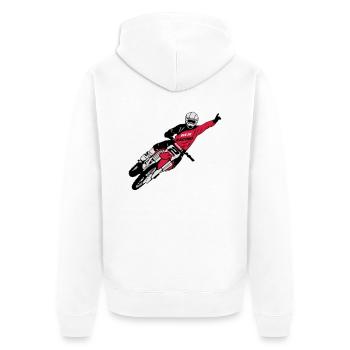 Moto Cross - motocross - Unisex Premium Bio Zip Hoodie - Weiß - Hinten - Thijin (182cm)