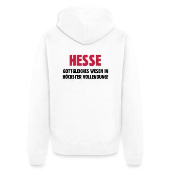 Hesse Hessen witzig lustig Motto Statement - Unisex Premium Bio Zip Hoodie - Weiß - Hinten - Thijin (182cm)