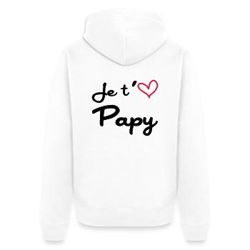 Je t'aime Papy / Grand-Père / Naissance / Bébé - Unisex Premium Organic Zip Hoodie - white - Back - Thijin (182cm)