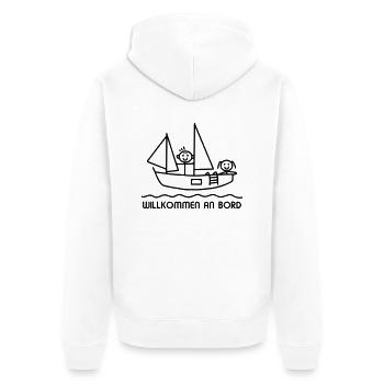 Willkommen an Bord - Unisex Premium Bio Zip Hoodie - Weiß - Hinten - Thijin (182cm)
