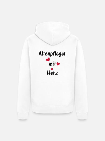 Altenpfleger mit Herz - Unisex Premium Bio Zip Hoodie - Weiß