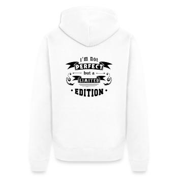 i am not perfect - Unisex Premium Bio Zip Hoodie - Weiß - Hinten - Thijin (182cm)