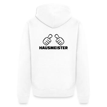 Hausmeister - Unisex Premium Bio Zip Hoodie - Weiß - Hinten - Thijin (182cm)