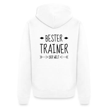 Coach / Coaching / Trainer / Sport - Unisex Premium Bio Zip Hoodie - Weiß - Hinten - Thijin (182cm)