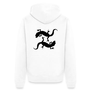 geckos design - Unisex Premium Bio Zip Hoodie - Weiß - Hinten - Thijin (182cm)