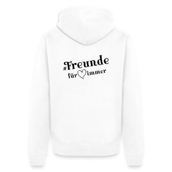 freunde für immer herz - Unisex Premium Bio Zip Hoodie - Weiß - Hinten - Thijin (182cm)