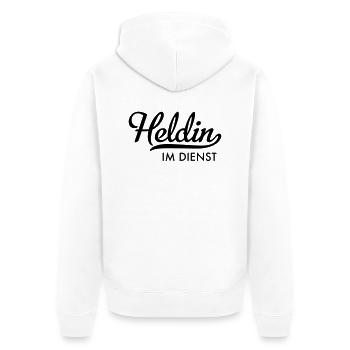 Heldin im Dienst - Unisex Premium Bio Zip Hoodie - Weiß - Hinten - Thijin (182cm)