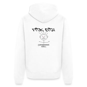 Fick Dich - Unisex Premium Bio Zip Hoodie - Weiß - Hinten - Thijin (182cm)