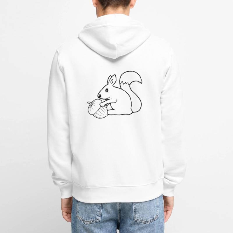 Fröhliches Eichhörnchen Eichel Unisex Premium Bio Zip Hoodie
