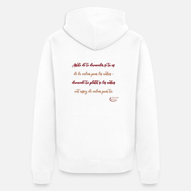 08 - Question de valeurs - Veste à capuche bio Premium Unisexe - blanc